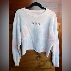 Hollister Tie-Dye Flower Cropped Sweatshirt